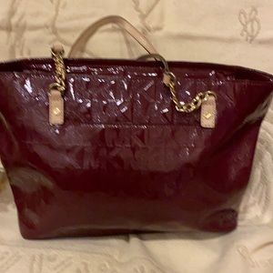 Michael Kors wine colored zipper close purse